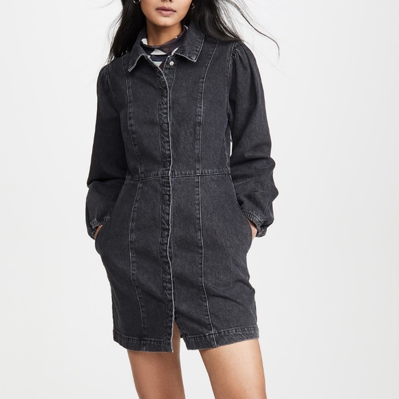 Billy T Women's Denim Puff Sleeve Shirt Dress